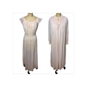 1950s pink pink peignoir set with robe and nightgown Size M